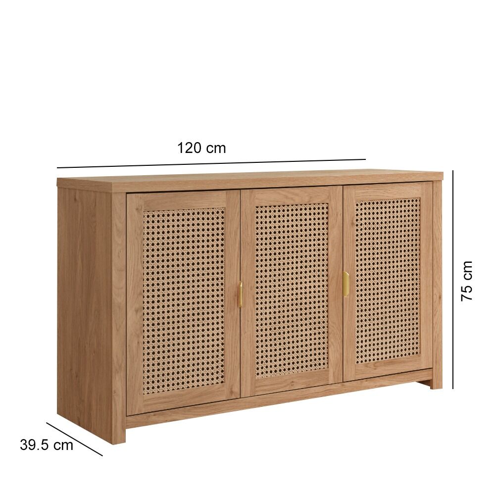 طاولة بوفيه جانبية راتان - بني فاتح