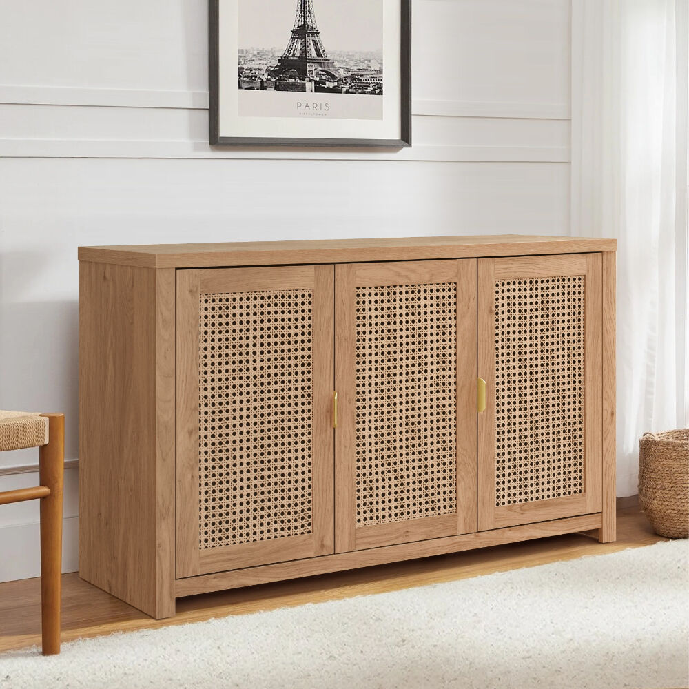 طاولة بوفيه جانبية راتان - بني فاتح