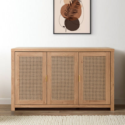 طاولة بوفيه جانبية راتان - بني فاتح