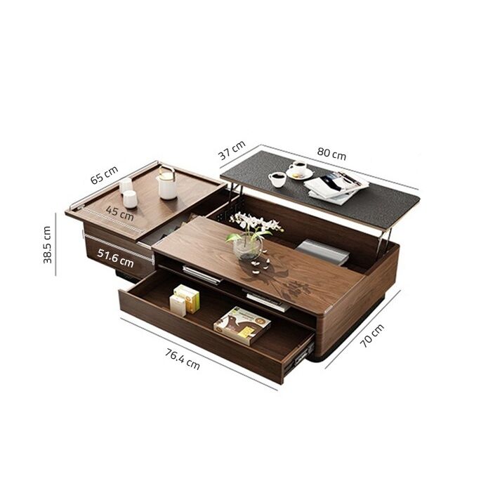 طاولة قهوة خشبية حديثة ملتي فانكشنال 